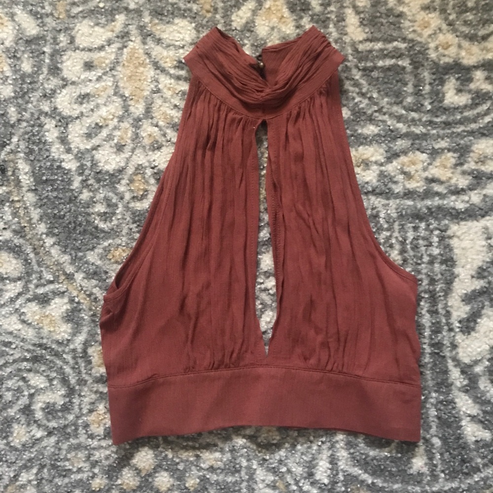 Peek-a-Boo Crop Top w High Neck